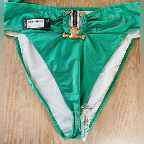 NWT Pretty Little Thing green / gold high waisted, full coverage bikini; 3X - Picture 2 of 9